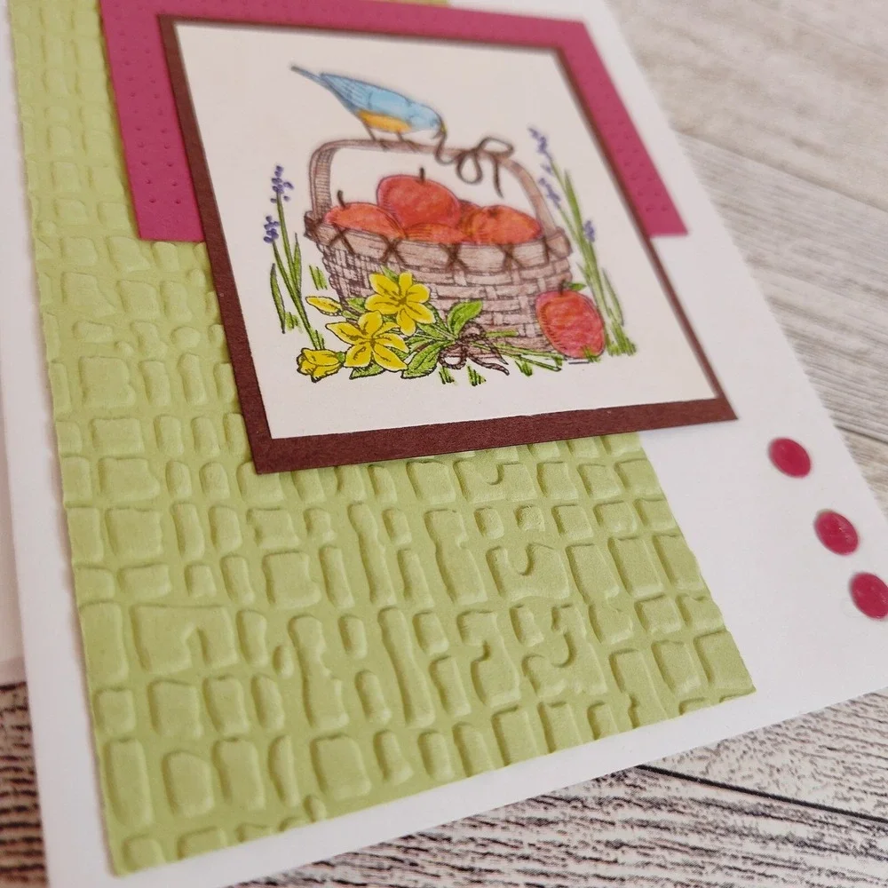 Handmade Card Apple Basket Bluebird‎ Blank Note Card Greeting Card Any Occasion